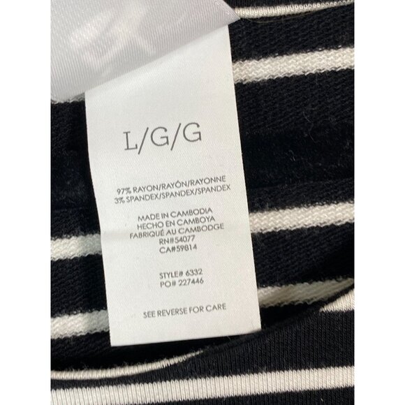 Cabi Side Snap Black White Stripe Long Sleeve Tunic Top Sz Large Jersey stretch - Picture 5 of 11